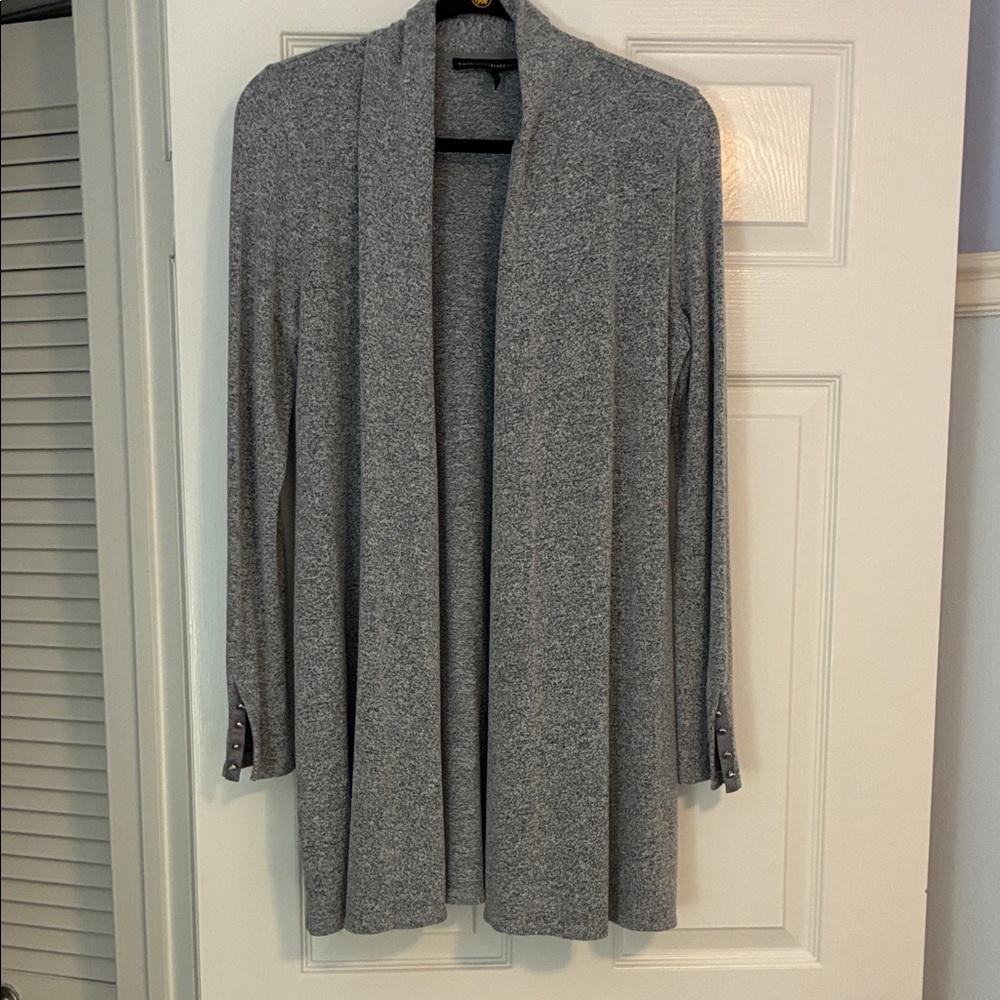 White House Black Market Heather Gray Open-Front Cardigan